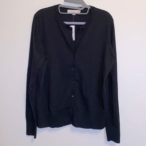 NWT LOFT Lightweight Black Button Cardigan - Size Large